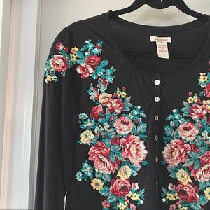 Sundance Black Embroidered Long Sleeve Top